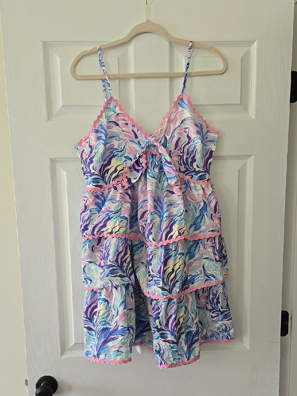 NWT Simply Southern Tiered Pastel Watercolor Swirl Spaghetti Strap Dress - Picture 2 of 7